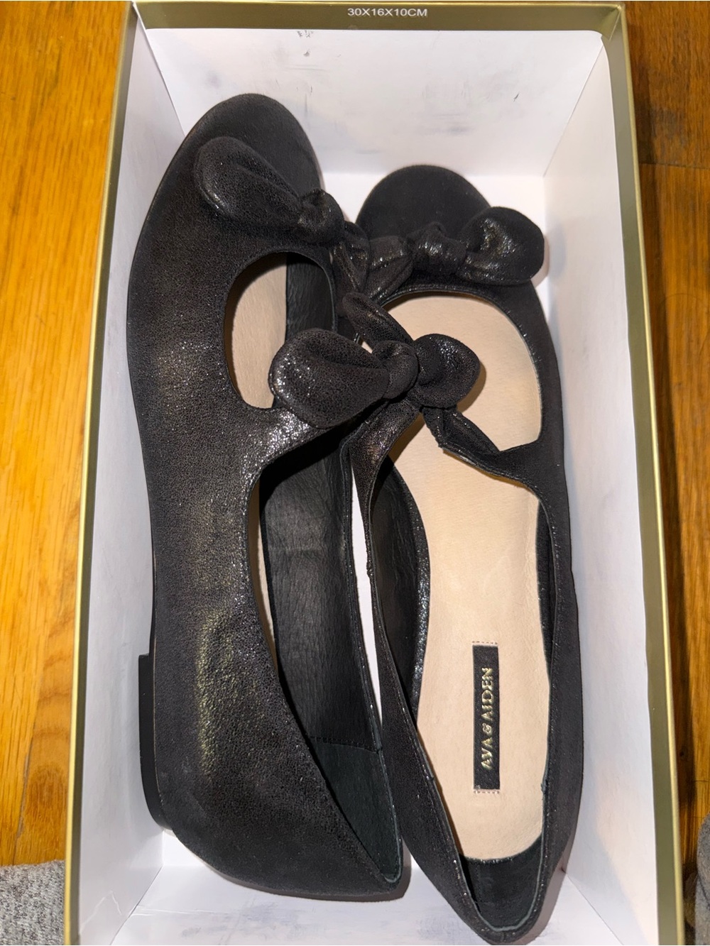 Ava & Aiden Black Bow Mary Jane Flats